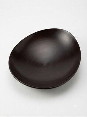 Crate & Barrel Modern Dark Wood Low Bowl / Catchall Tray